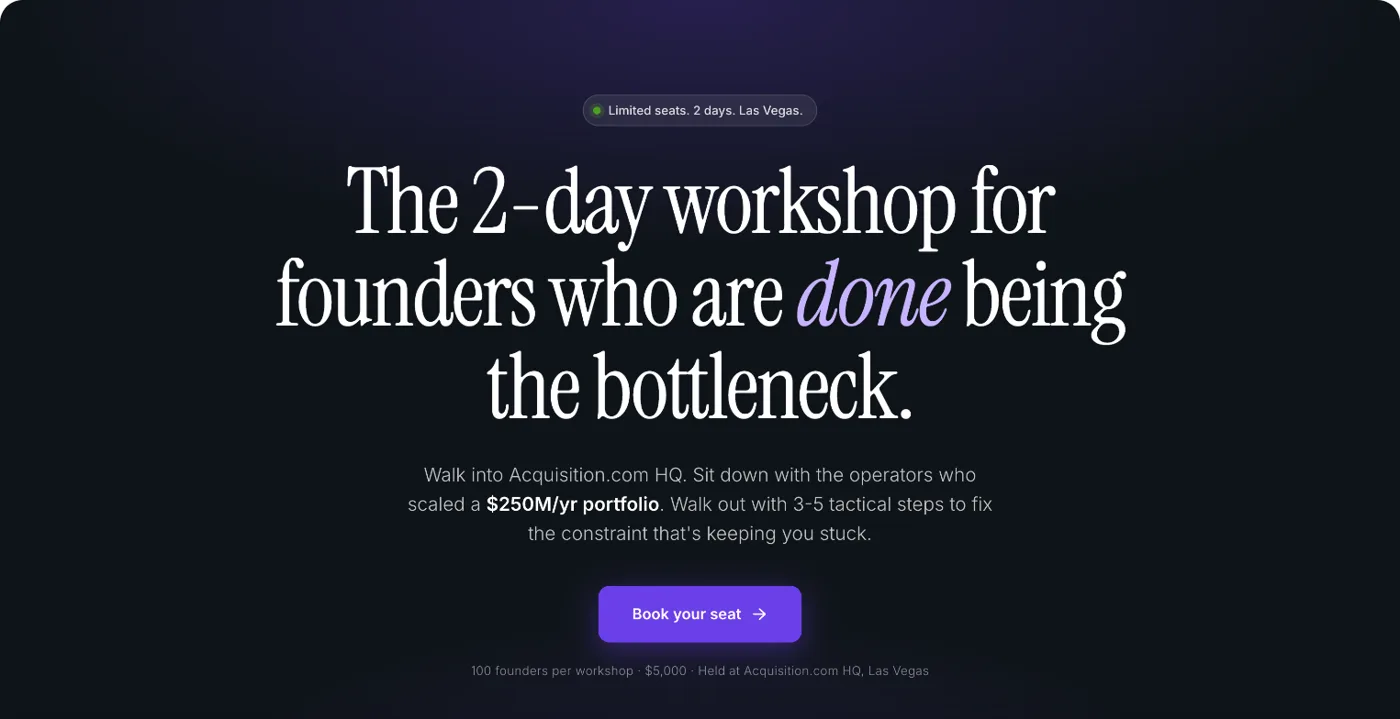 Acquisition.com scaling workshop page